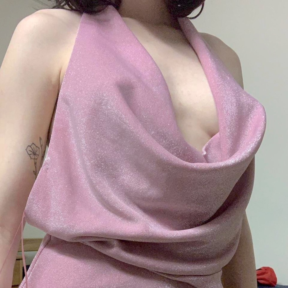 Le Lis Sparkly Cowl Neck Dress, size small